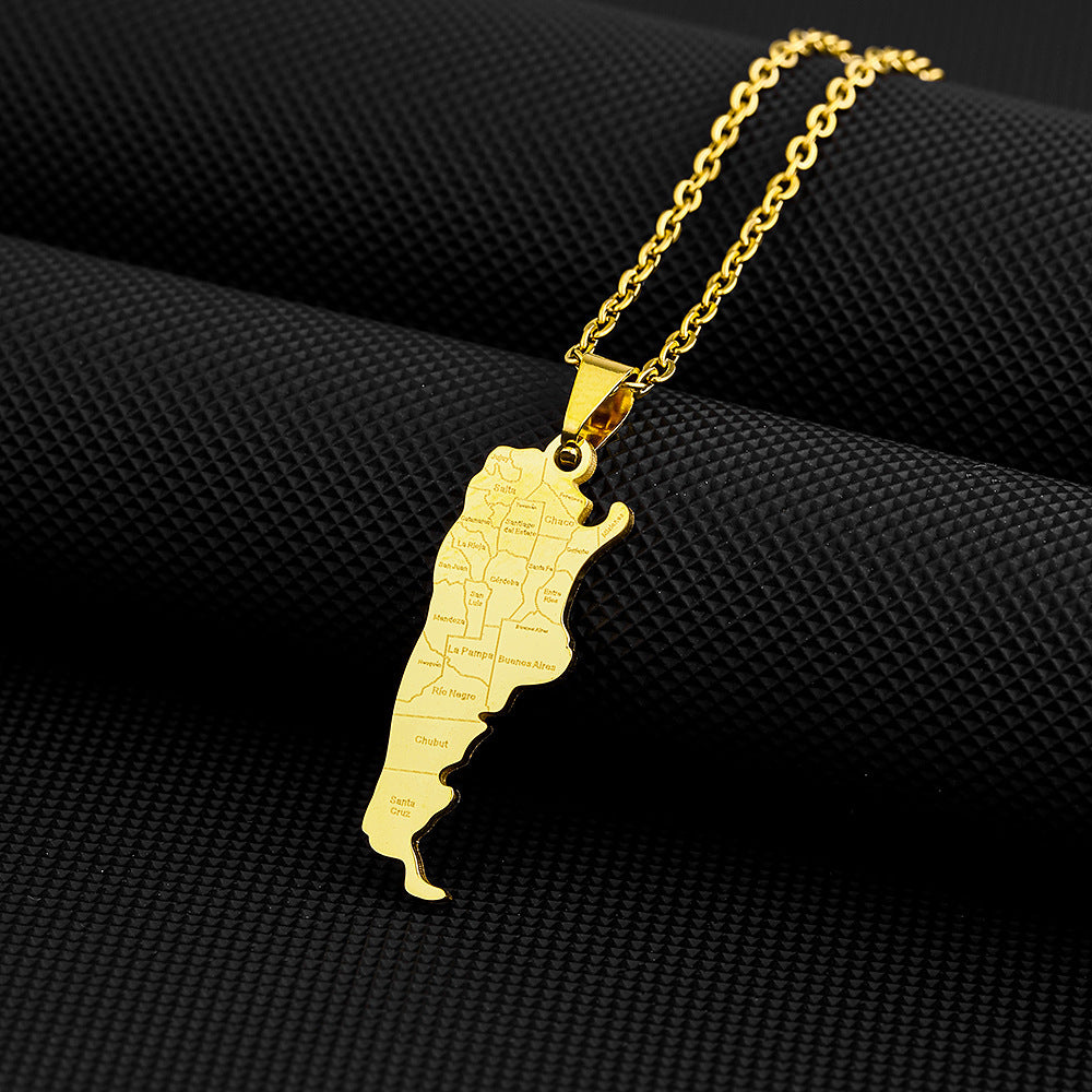 Collana Pendente Geometrica Minimalista in Acciaio Inox con Ciondolo in Acciaio al Titanio e Finitura Placcata, Unisex