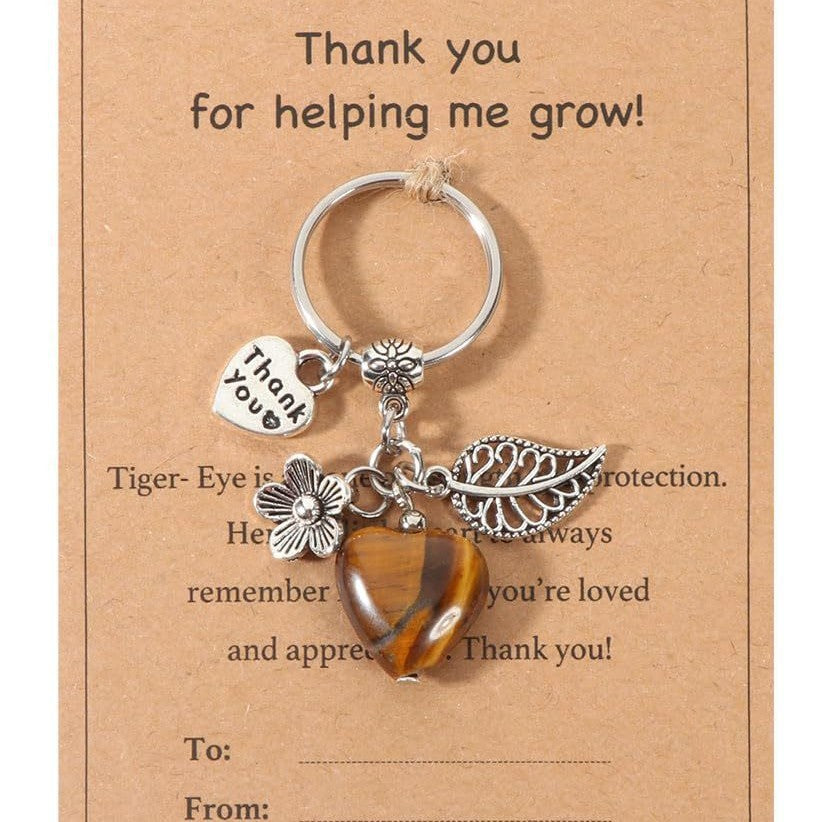 Vintage Heart Crystal Agate Alloy Keychain Charm