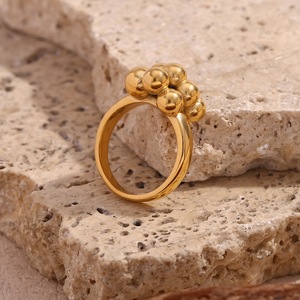 Anello da donna creativo geometrico in acciaio inossidabile placcato oro 18K