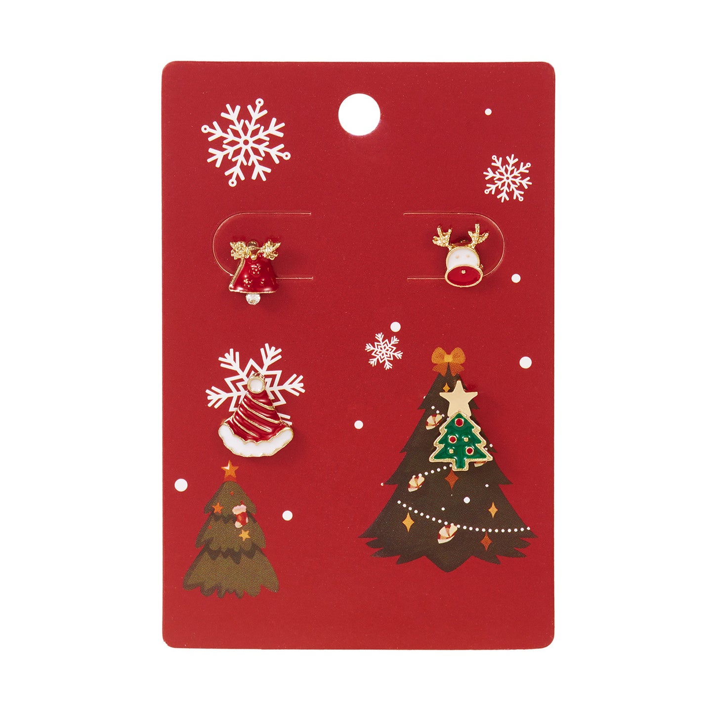 Orecchini a perno natalizi a forma di fiocco di neve e Babbo Natale dal design originale per donna in lega elettrolitica, set di gioielli per le feste