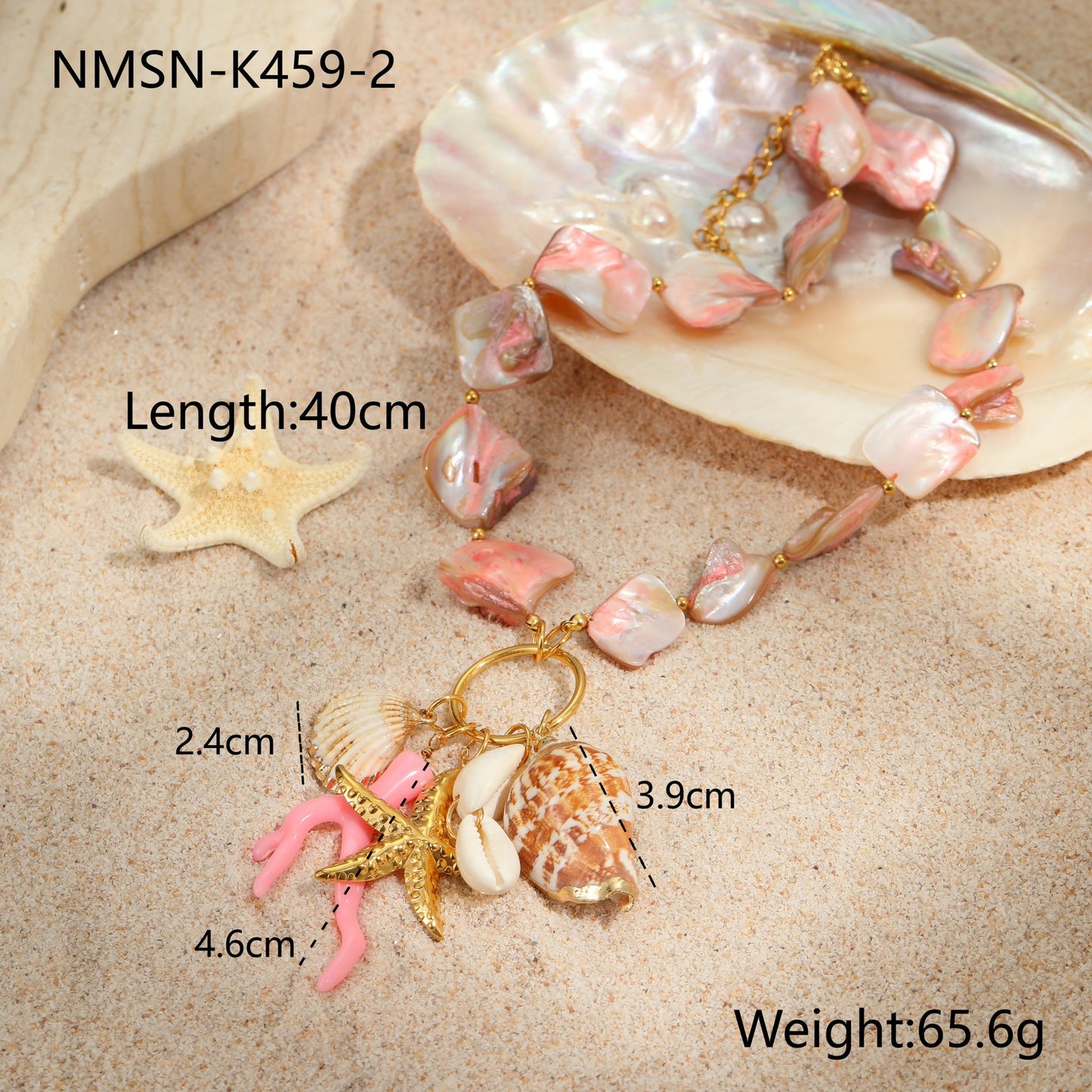 Fashionable Beach-Themed Necklace Set with Shell and Starfish Charms Stainless Steel Plated Summer Jewelry for Women