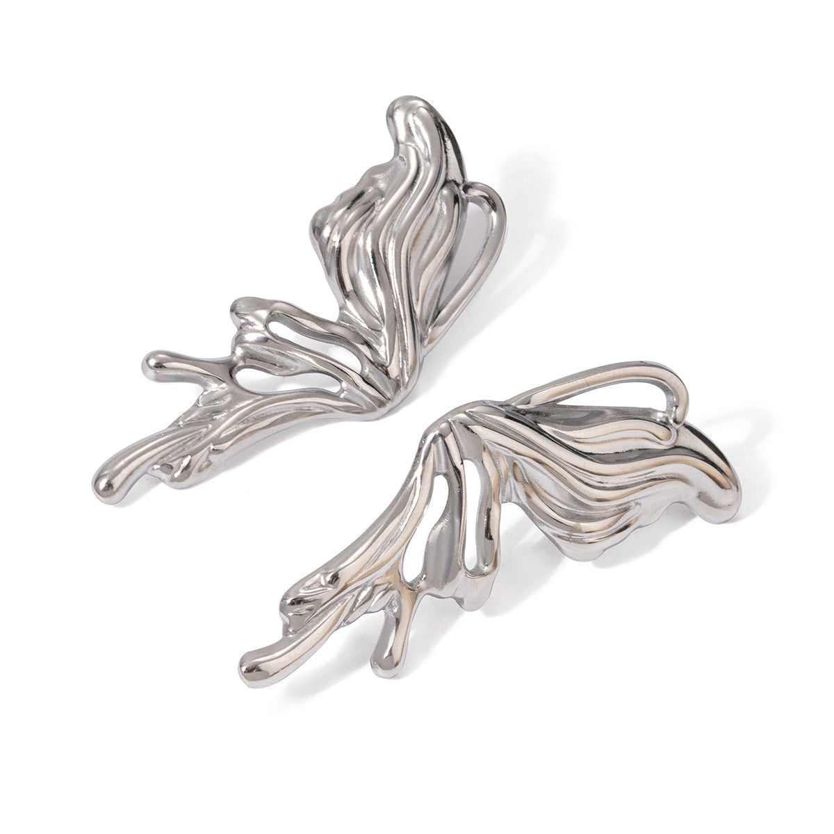 Y2K Style Butterfly Stud Earrings in Stainless Steel with Plated Finish for Women