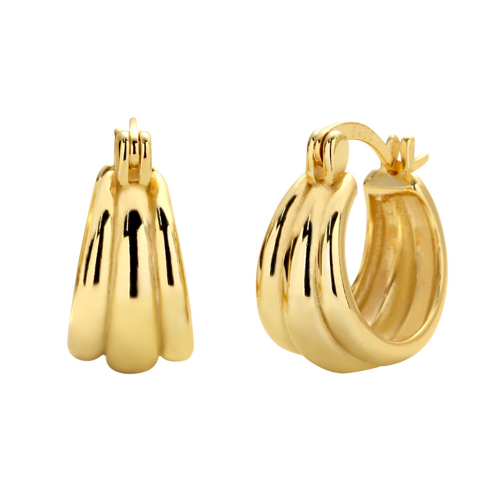 Orecchini a Cerchio da Donna in Argento Sterling S925, Minimalisti e Geometrici Lucidi