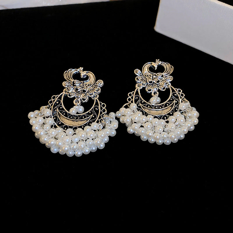 Pendientes Geométricos de Estilo Étnico con Incrustaciones de Pedrería y Acabado Chapado para Mujer