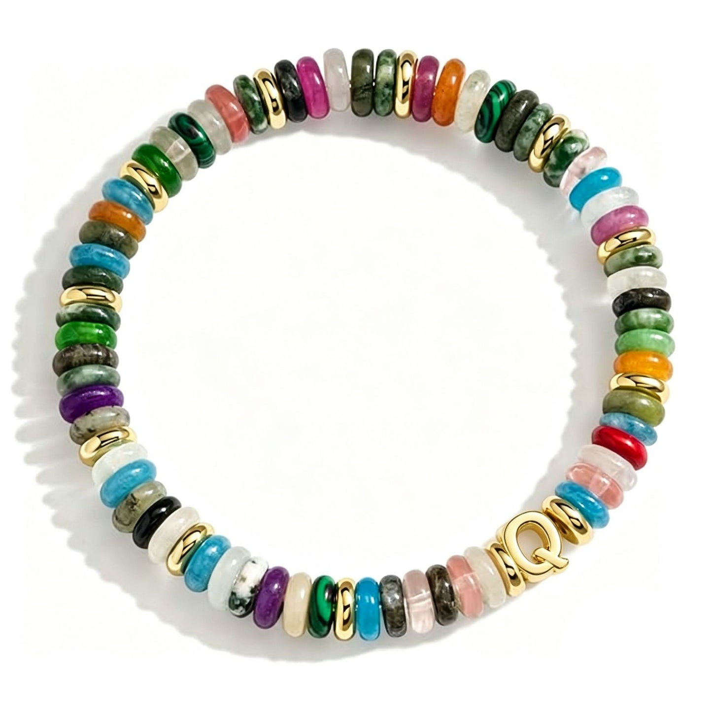Bohemian Sweet Natural Gemstone Letter Beaded Bracelet for Women