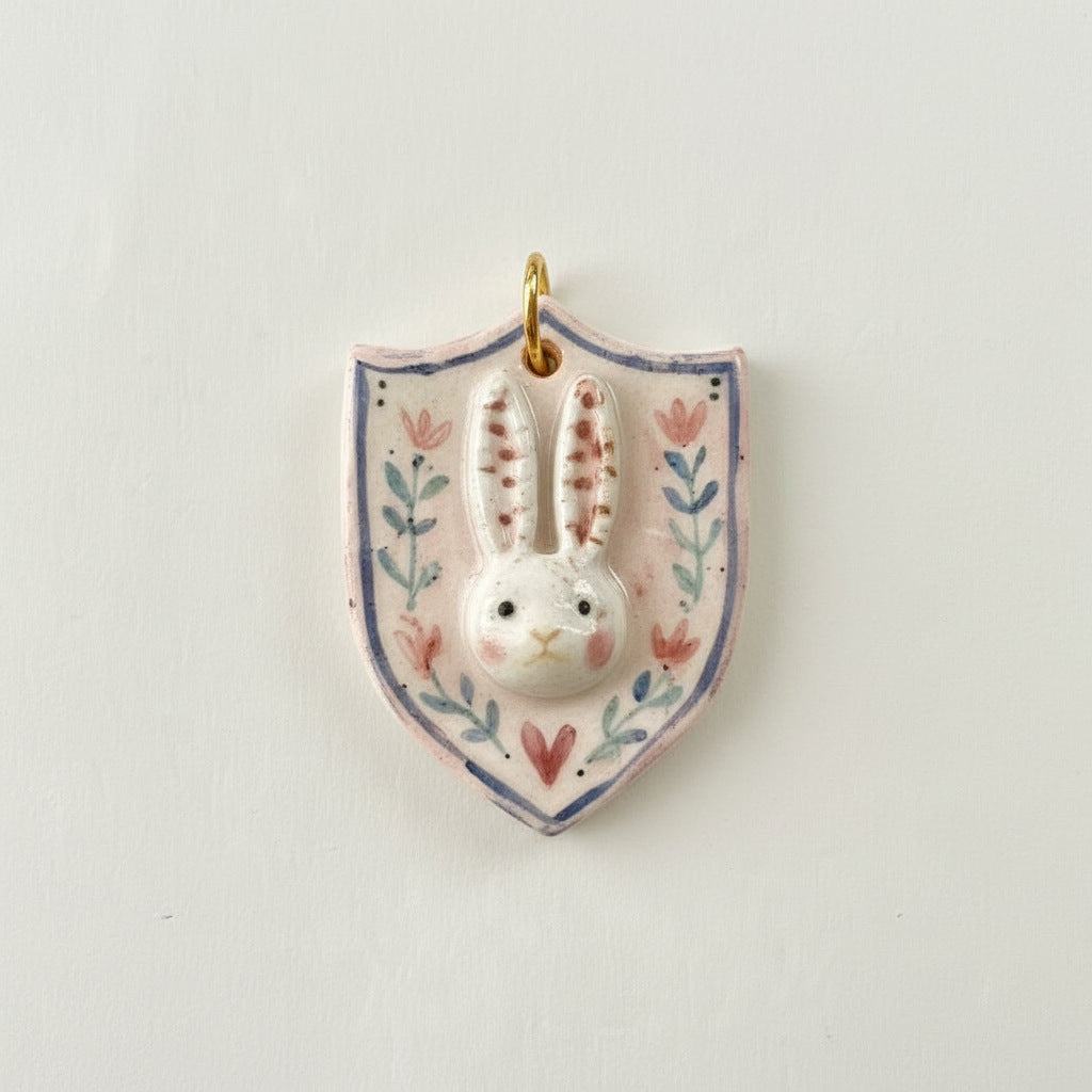 Vintage 18K Gold Plated Stainless Steel Cartoon Rabbit Star Pendant Charm Bar