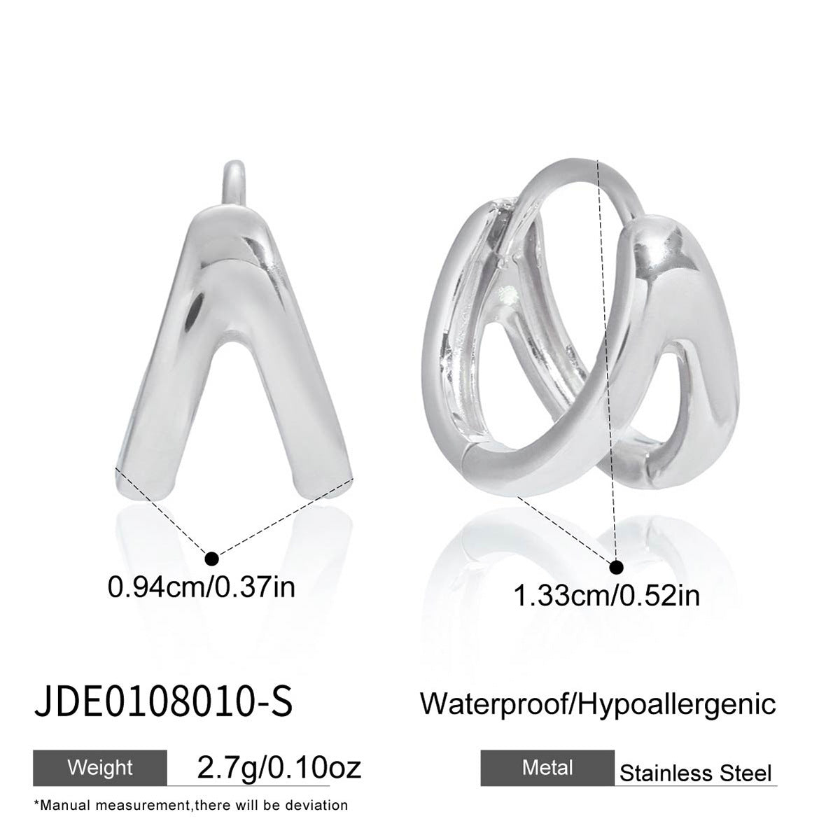 Minimalist Geometric Stainless Steel Plated Hoop Earrings for Women