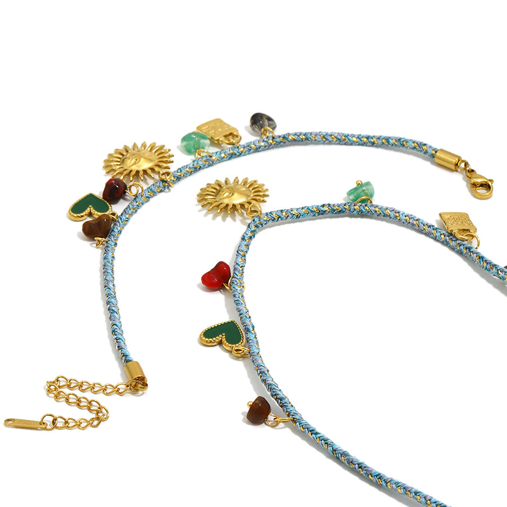 Bohemian Geometric Stainless Steel Gold Plated Pendant Necklace for Women