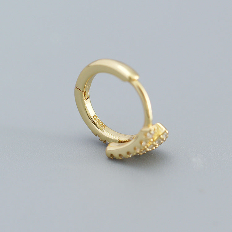 Sweet Streetwear 925 Sterling Silver Animal Cubic Zirconia Hoop Earrings