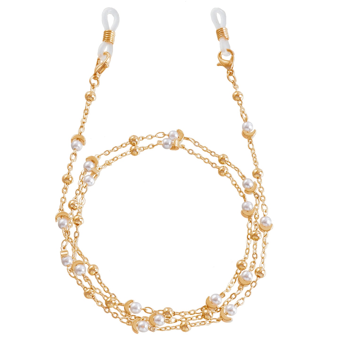 Luxury Minimalist Moon Alloy Chain with Imitation Pearl