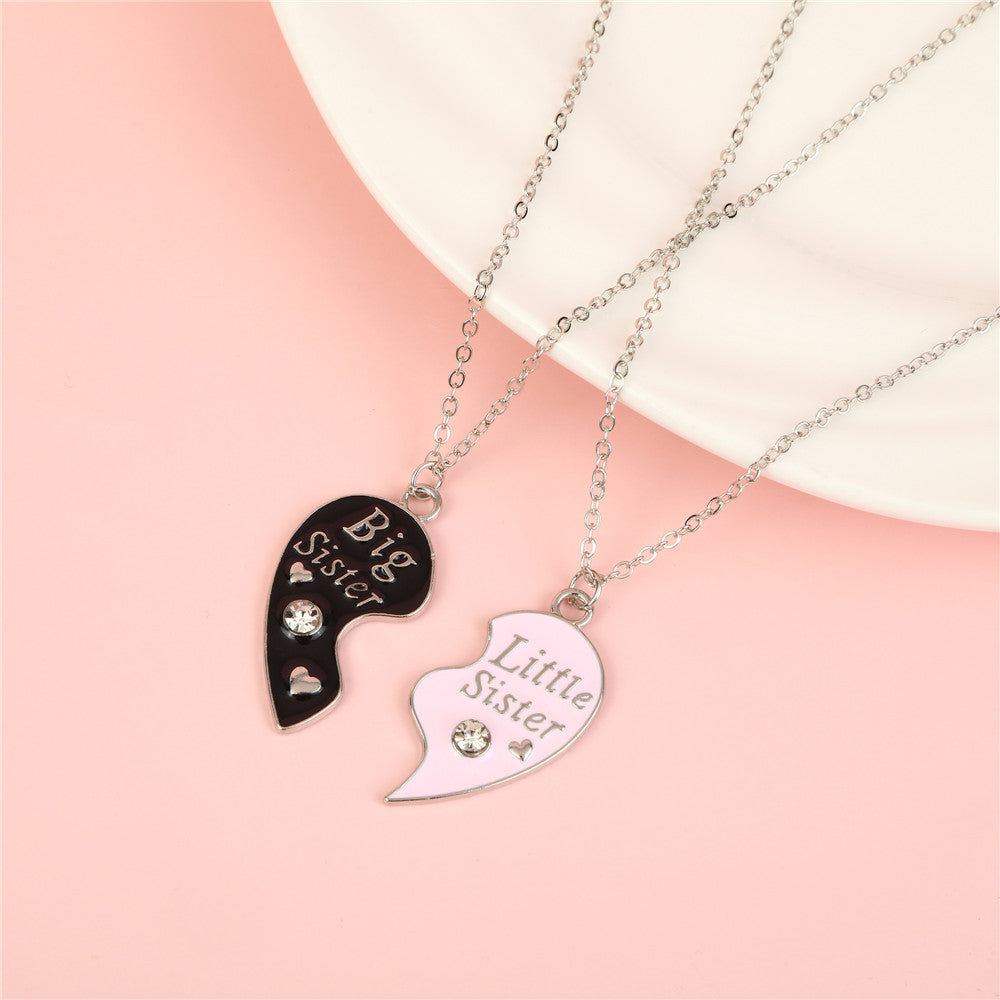 Collar de aleación con forma de corazón "Mejores amigas" con acabado esmaltado para niñas, ecológico y probado para la seguridad
