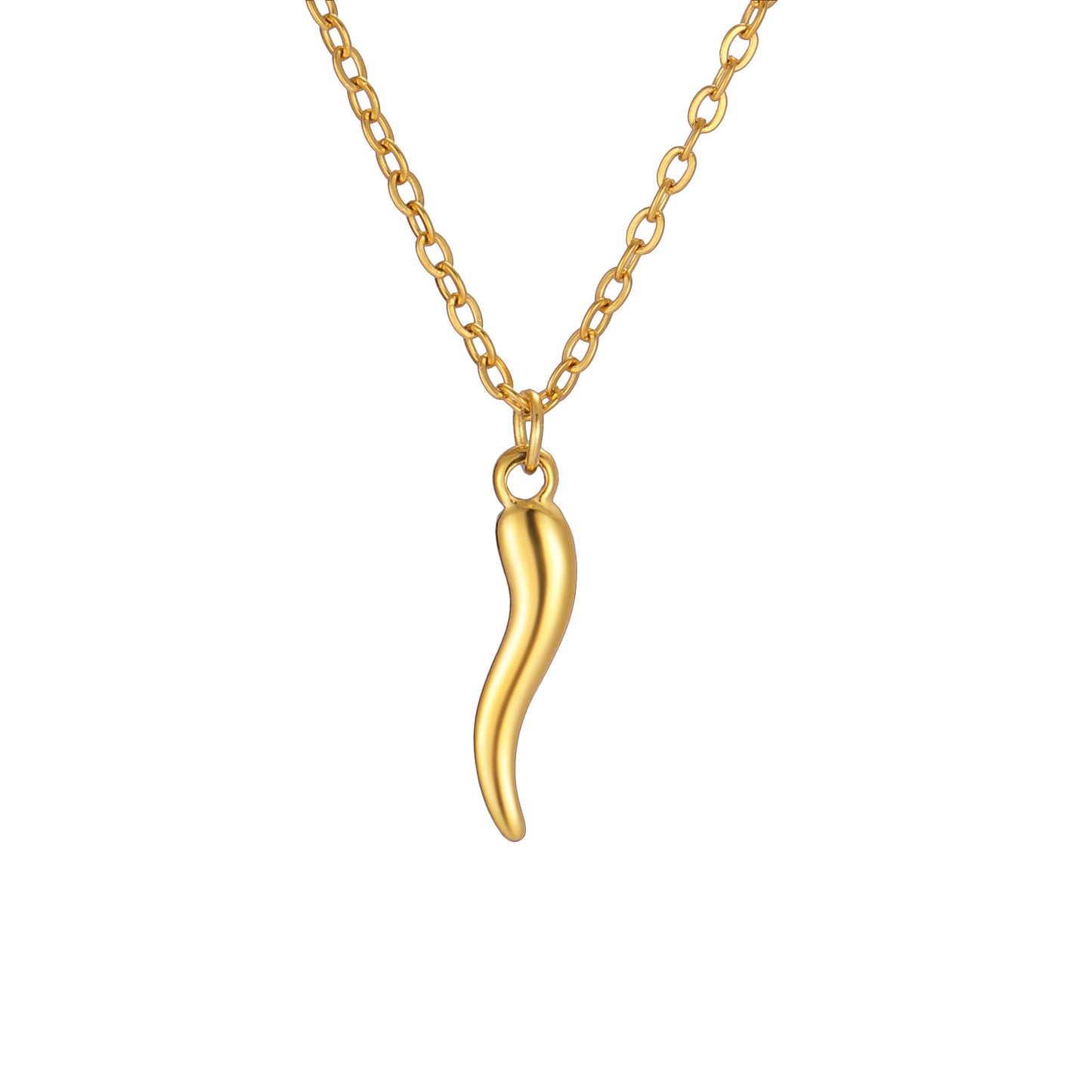 Sweet Geometric 18K Gold Plated Stainless Steel Necklace with Curb Chain for Unisex