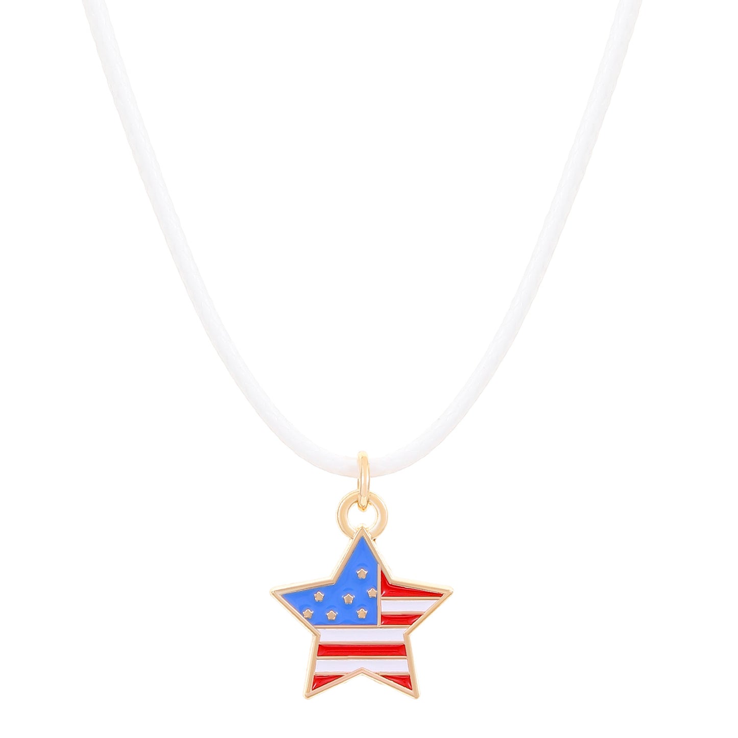 Patriotic Heart Star Letter Alloy Pendant Necklace for Unisex
