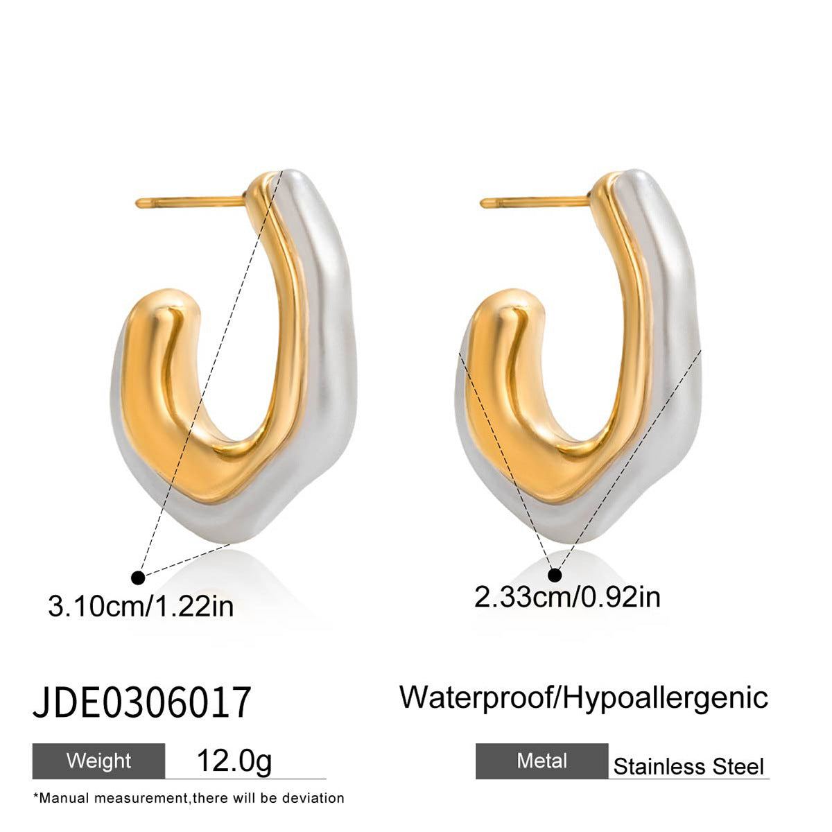 Pendientes geométricos de acero inoxidable con perlas de resina, bañados para un acabado de lujo resistente a la decoloración