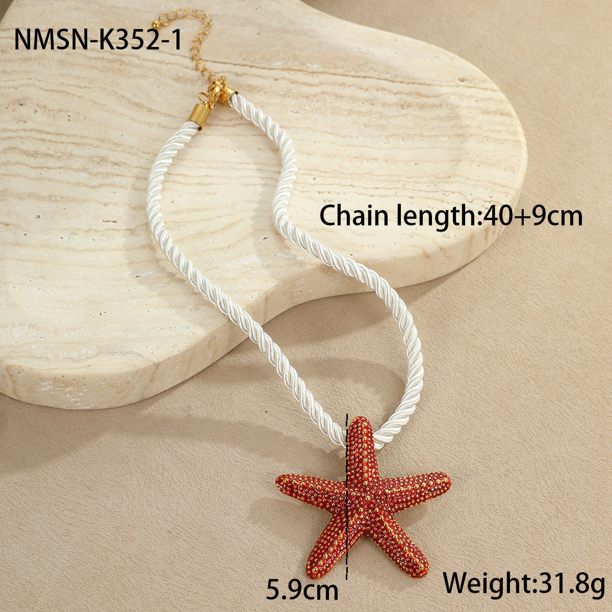 Collana con pendente a forma di stella marina alla moda a tema oceano in acciaio inossidabile con finitura placcata da donna