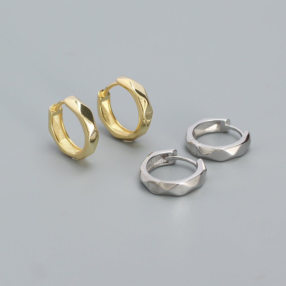 Orecchini a polsino a forma geometrica in Argento Sterling S925, placcati, per un look unisex alla moda e per tutti i giorni