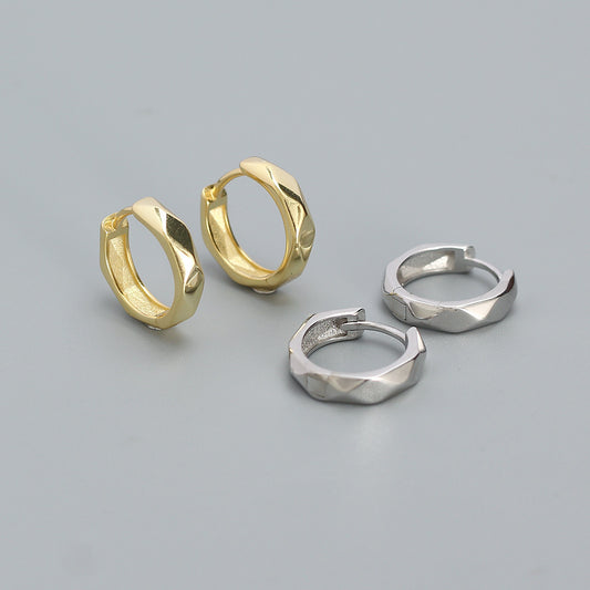 Pendientes de Oreja de Plata de Ley S925 con Diseño Geométrico y Acabado Galvanizado para Uso Diario de Moda Unisex