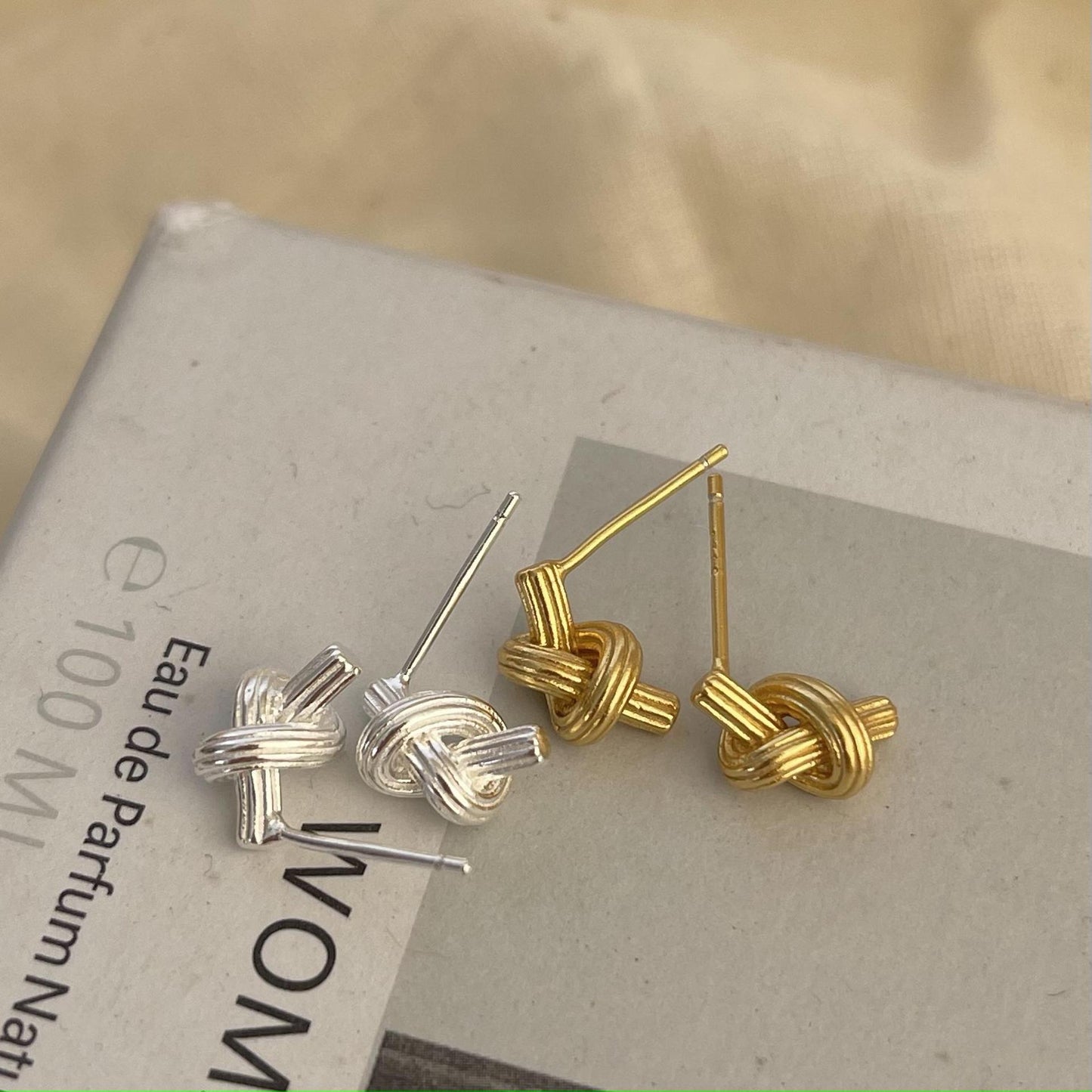 Minimalist Geometric Square Letter Stud Earrings in 925 Sterling Silver with Gold Plating