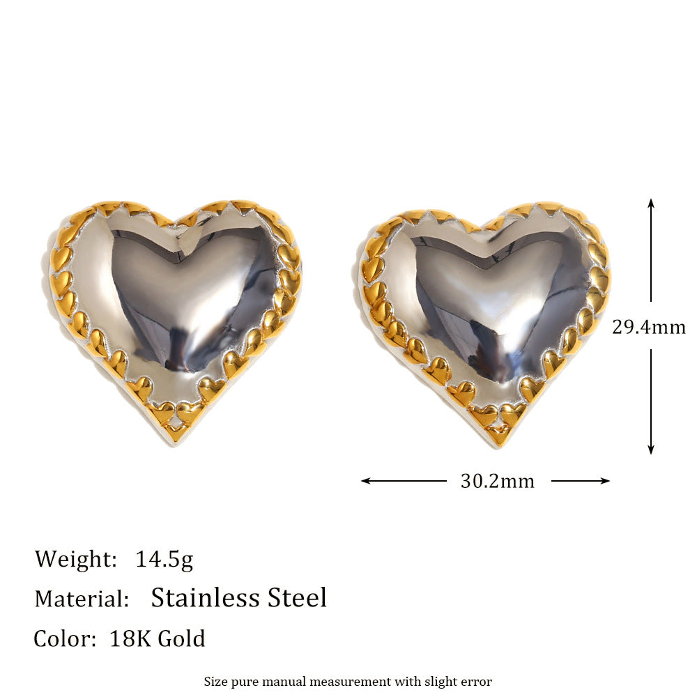 Orecchini a Cuore Minimalisti in Acciaio Inossidabile Placcati Oro 18K da Donna
