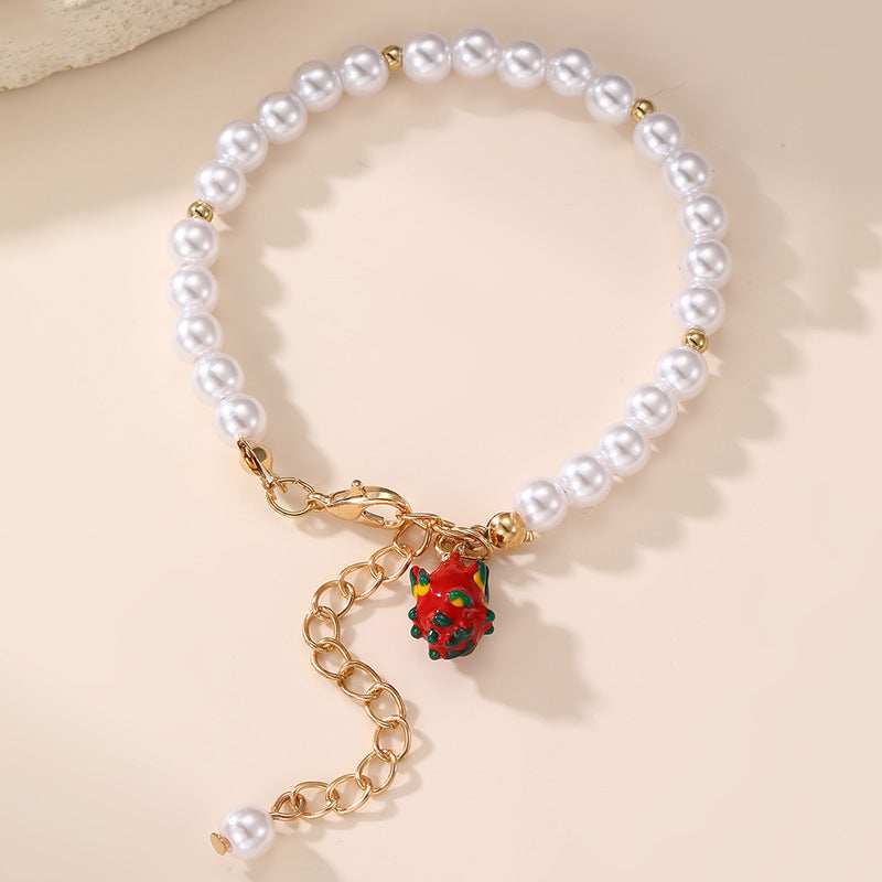 Braccialetto vintage geometrico irregolare con perle artificiali e ciondolo a forma di stella per ragazze