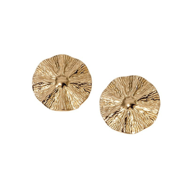 Orecchini a perno da donna in acciaio inossidabile placcato oro 18K con motivo a foglia geometrico alla moda