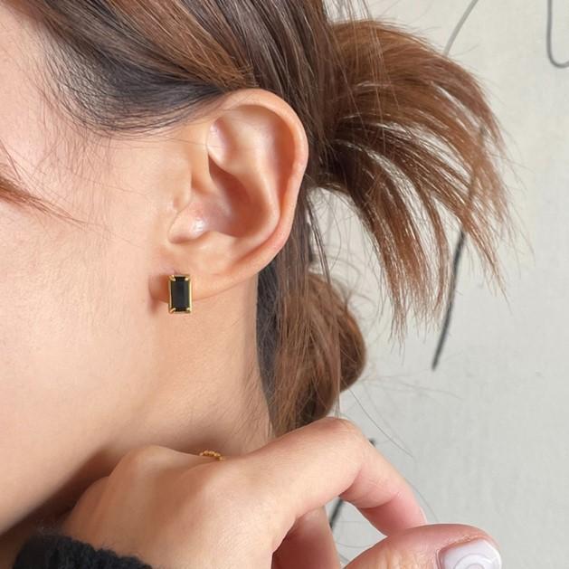 Minimalist Letter-Shaped 925 Sterling Silver Stud Earrings with Rhinestone Inlay for Women