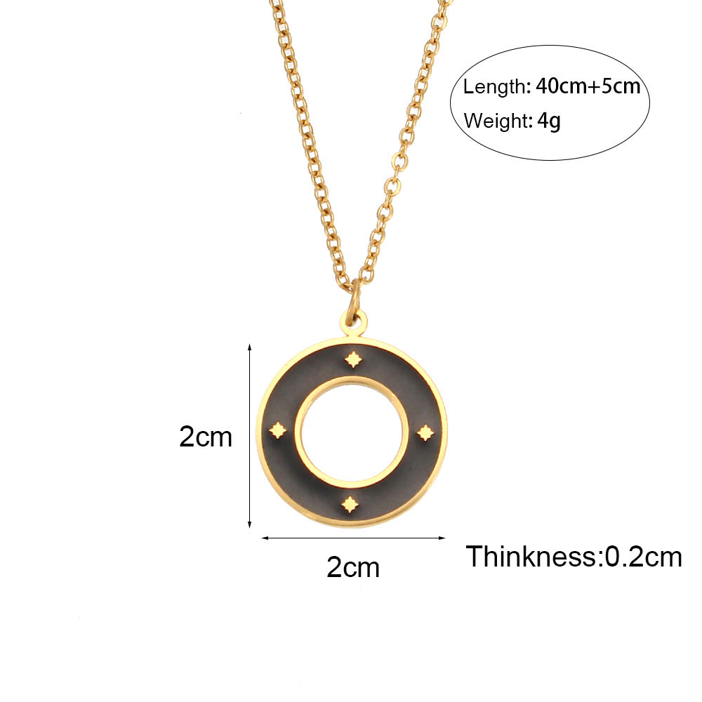 Collana con Ciondolo a Angelo Geometrico Minimalista in Acciaio al Titanio Placcato Oro 18K, Design Cuore e Libellula da Donna