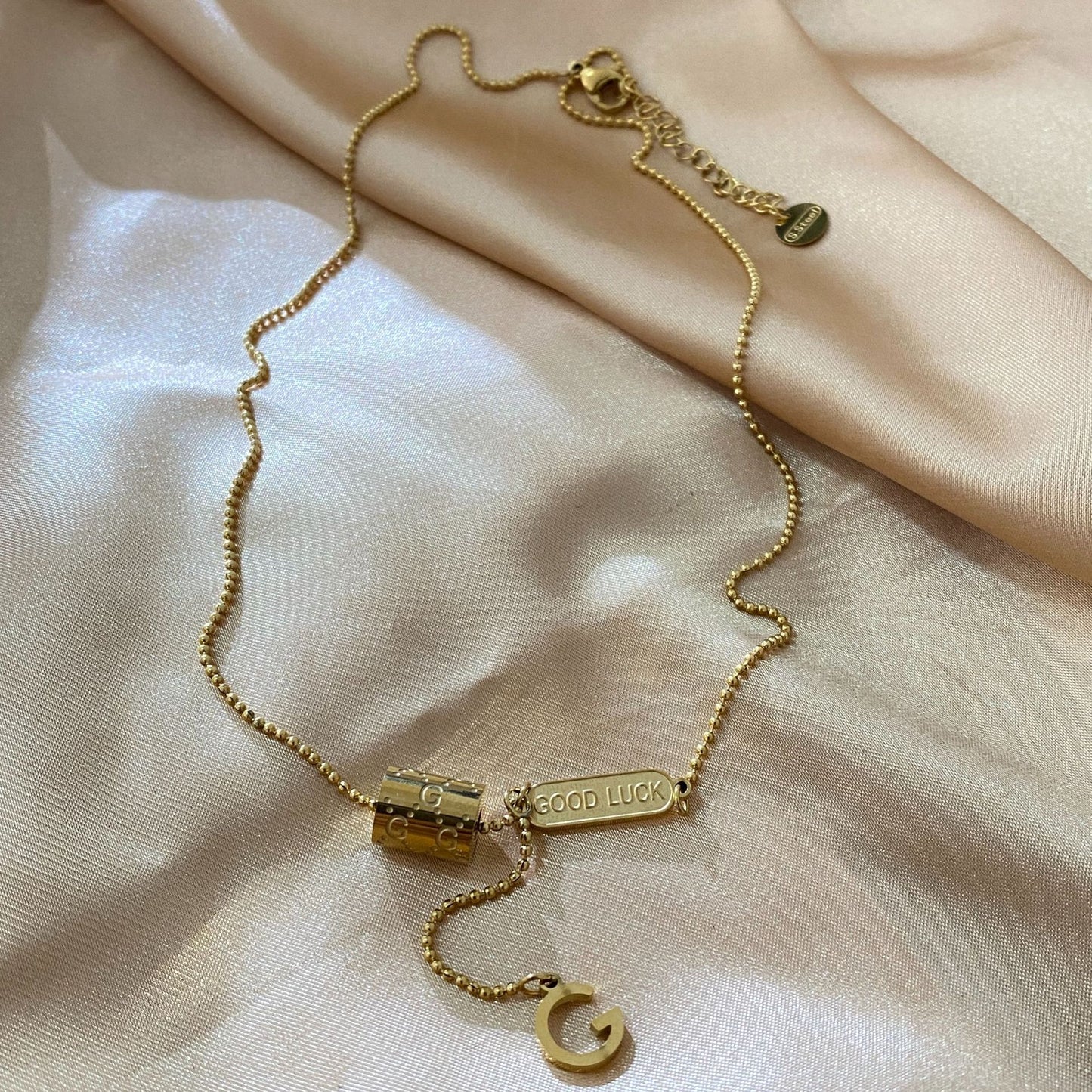 Fashion Geometric Letter G Gold Plated Titanium Steel Tassel Necklace Unisex