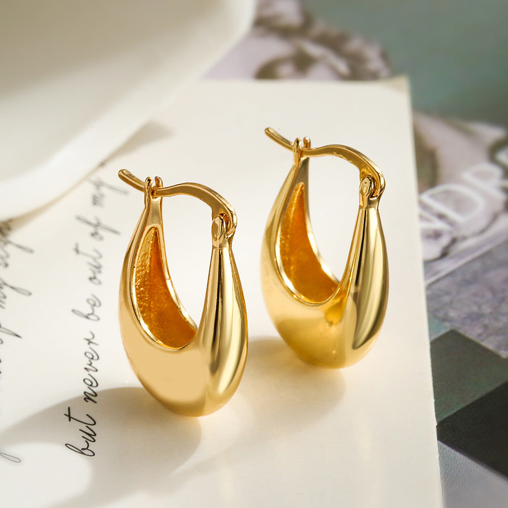Orecchini da donna minimalisti geometrici irregolari in rame placcato oro