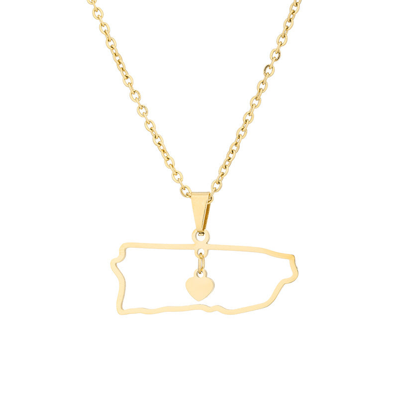 Collana pendente a cuore cavo alla moda in acciaio inossidabile con charm in acciaio al titanio e finitura galvanizzata, unisex