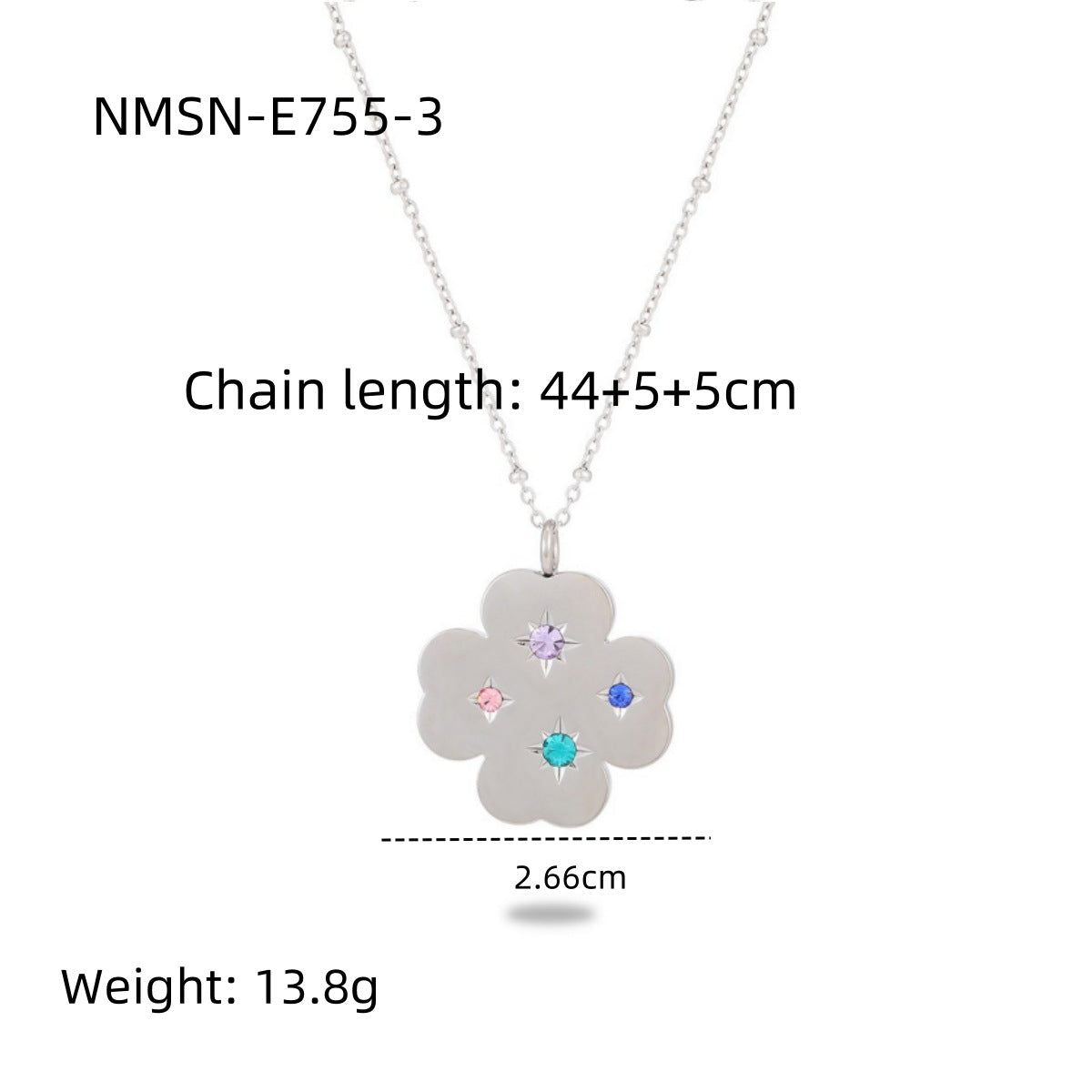 Collana alla moda in stile OL con motivi geometrici in acciaio inossidabile e stelle in zirconia colorata, catena maglione in acciaio al titanio ipoallergenico
