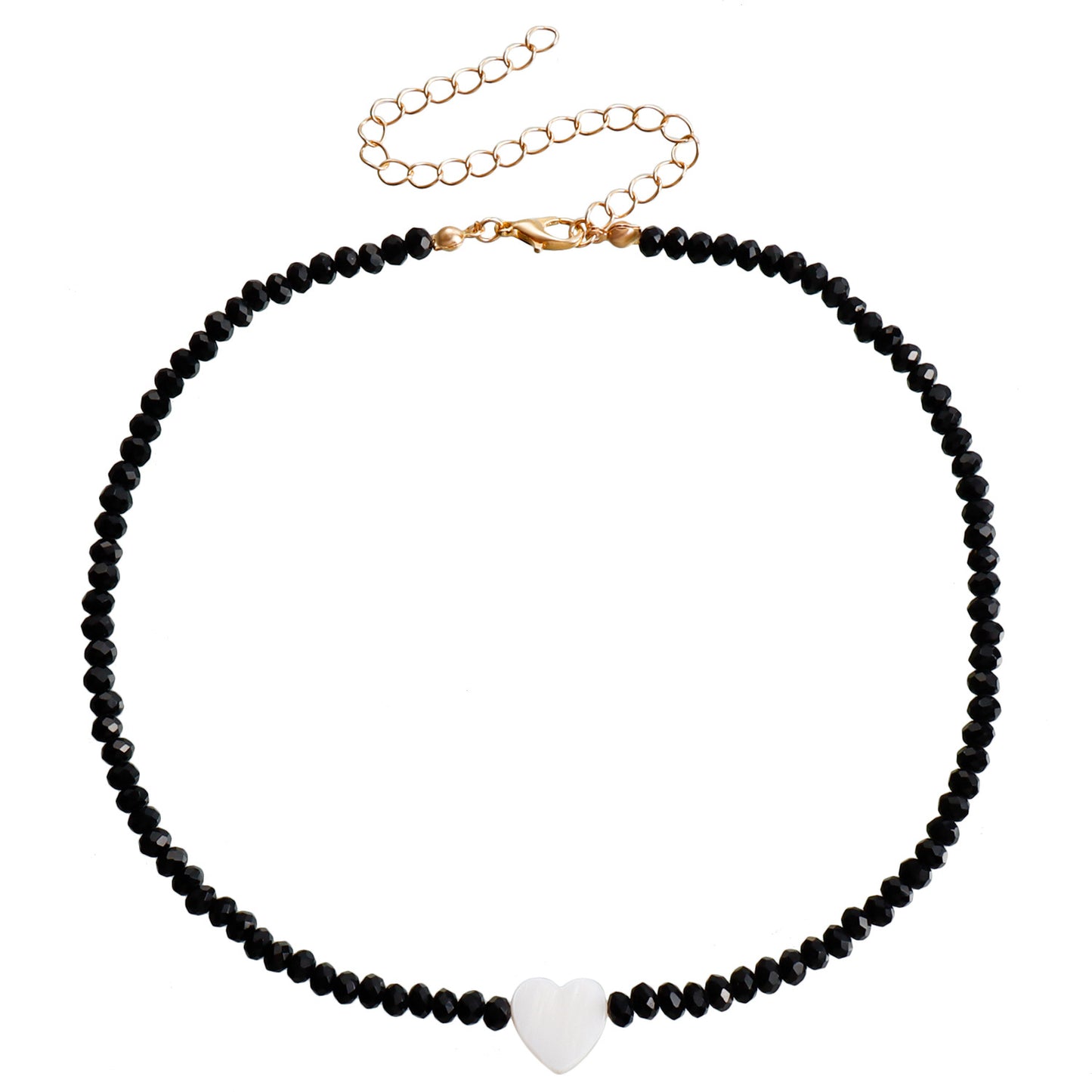 Minimalist Geometric Mother-of-Pearl Necklace with Imitation Crystal Accents for Women, Electroplated Metal Choker