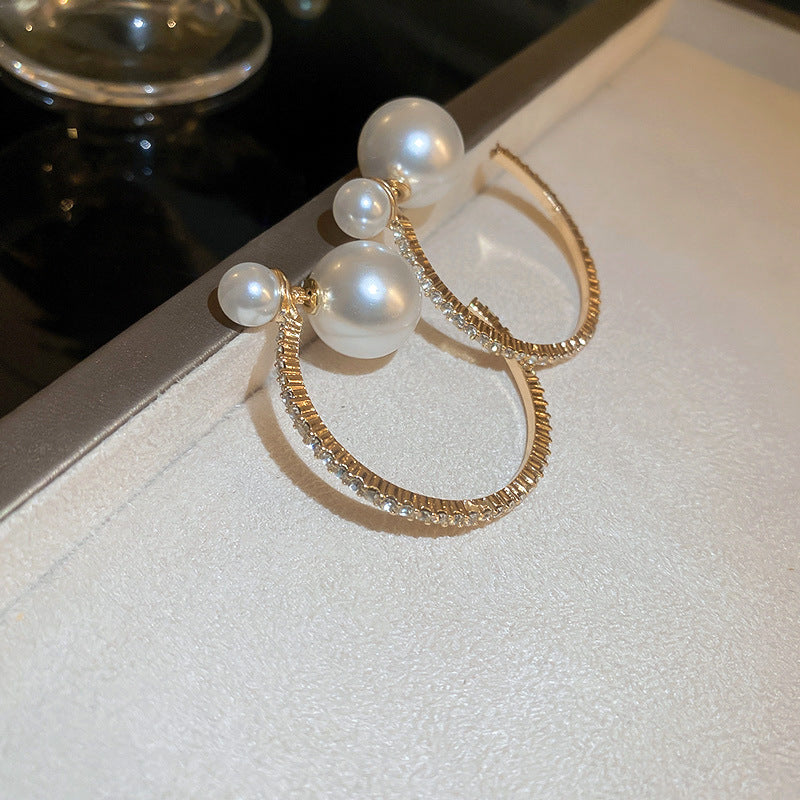 Minimalist Geometric Drop Earrings with Zircon and Pearl Accents in Gold-Plated Copper and 925 Sterling Silver Posts