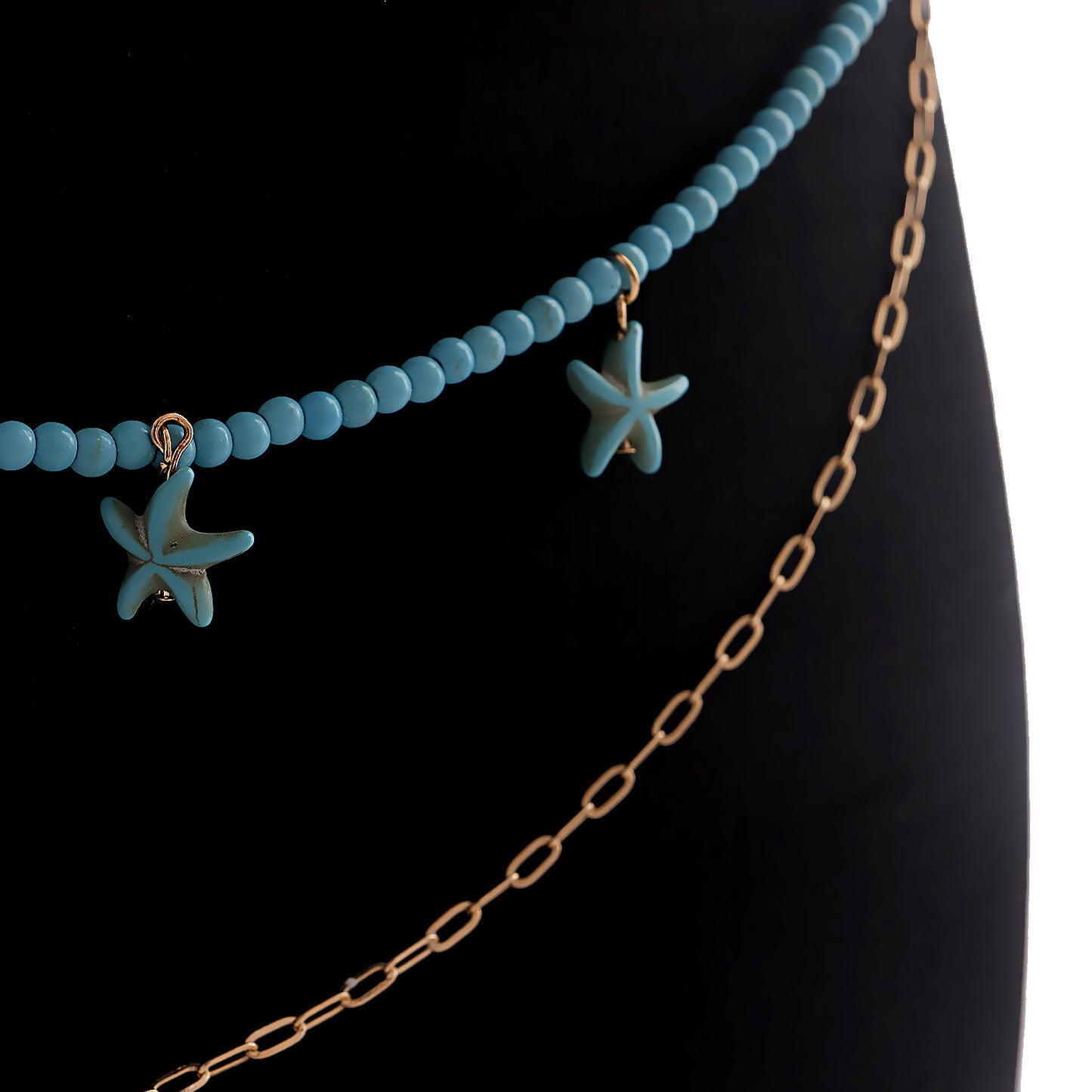 Bohemian Punk Multi-Layer Turquoise Starfish Pendant Waist Chain for Women