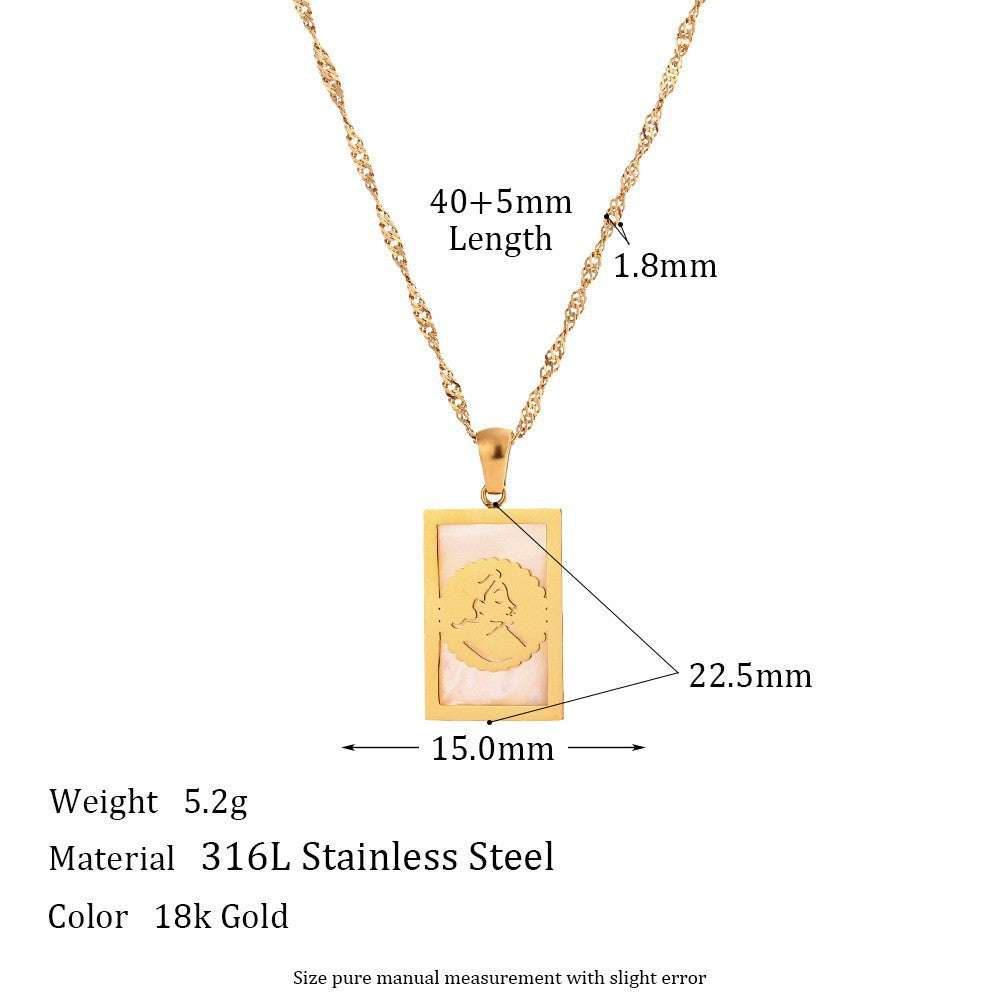 Collana Pendente Geometrica Minimalista da Donna in Acciaio Inox con Placcatura in Oro 18K e Finitura Smaltata