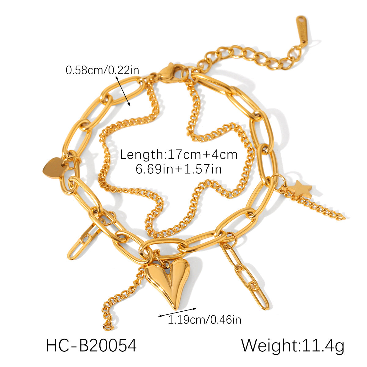 Bracciale Minimalista a Cuore in Acciaio Inossidabile con Dettagli Perla e Chiusura a Gancio per Donna