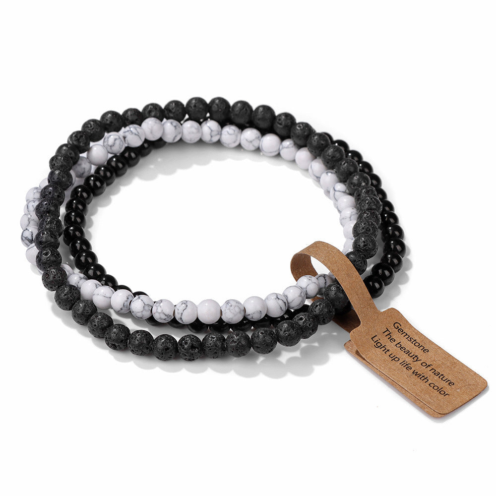 Vintage Geometric Agate Beaded Bracelet Unisex Natural Stone Jewelry