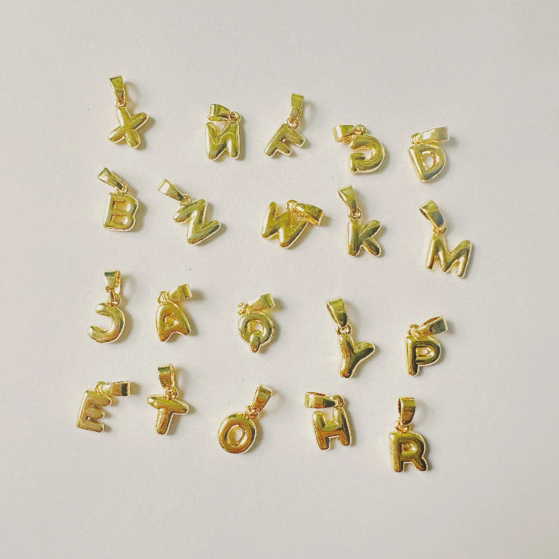 18K Gold Plated Letter Pendant Brass
