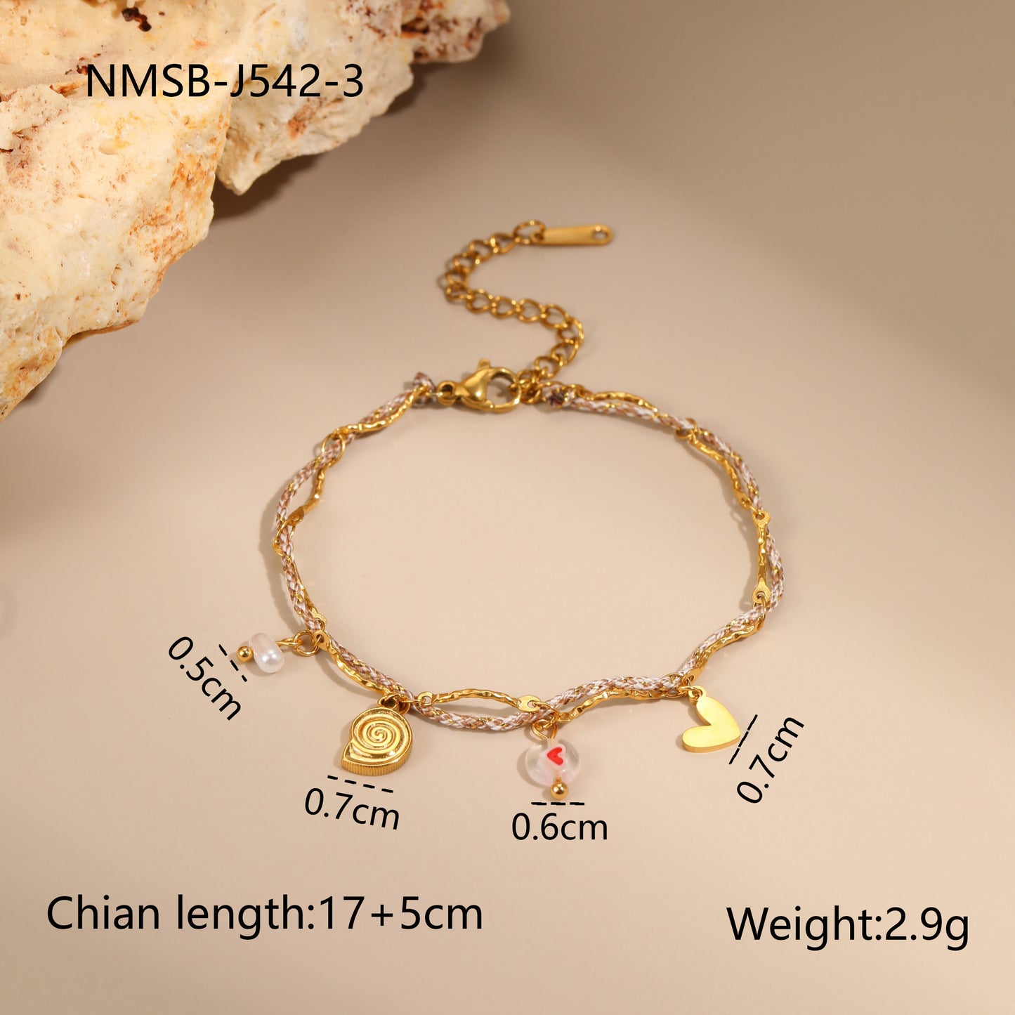 Fashionable Ocean-Themed Starfish Pendant Braided Titanium Steel Bracelet for Women with Geometric Design and Plated Finish