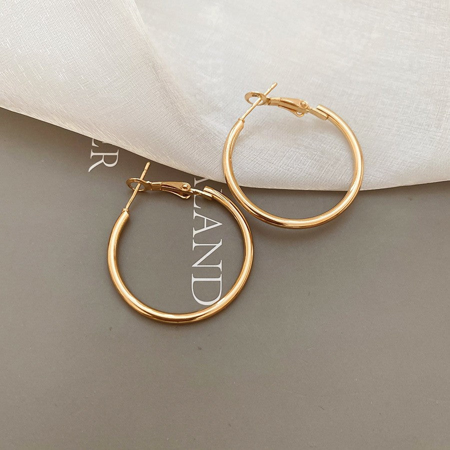 Eleganti orecchini a cerchio geometrici da donna in lega di zinco con finitura galvanica