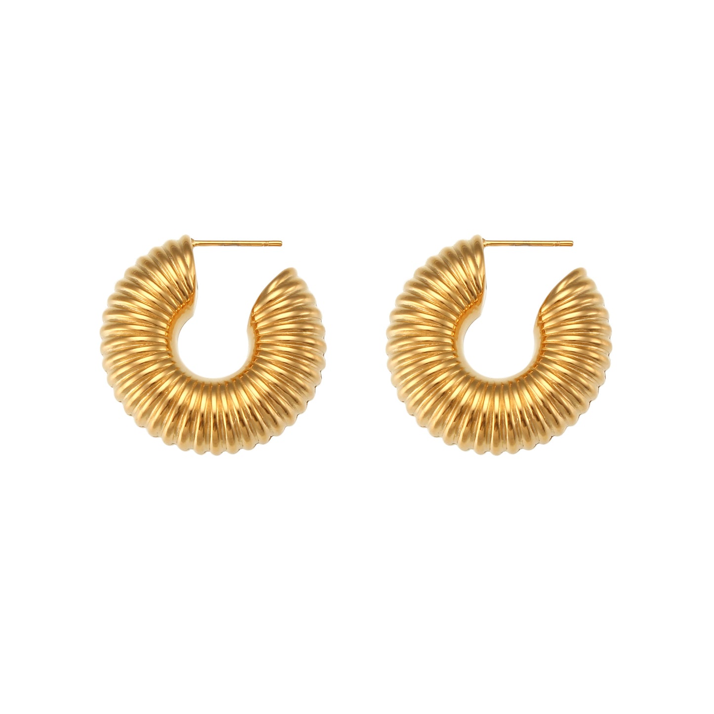 Minimalist Geometric Stainless Steel Hoop Earrings with 18K Gold Plating for Women