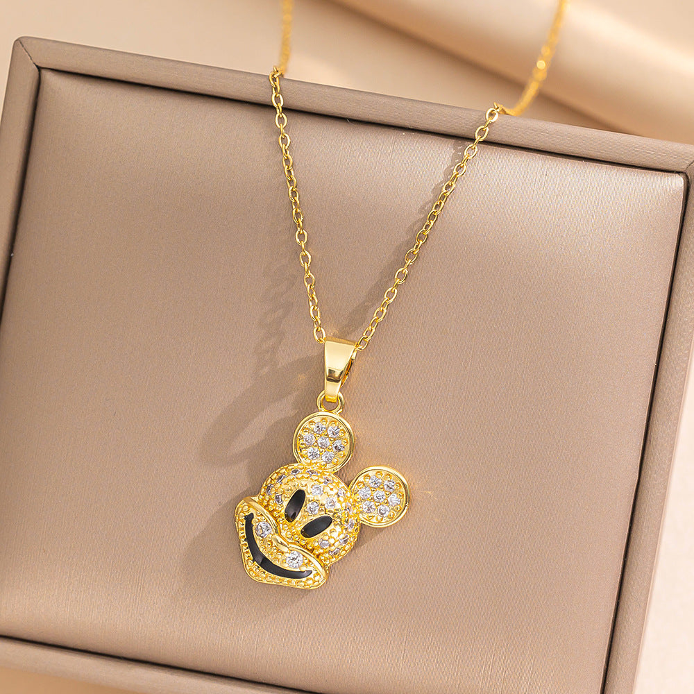 Minimalist Geometric Titanium Steel Necklace for Women with Gold Plating Locket Chain Fashion Accessory