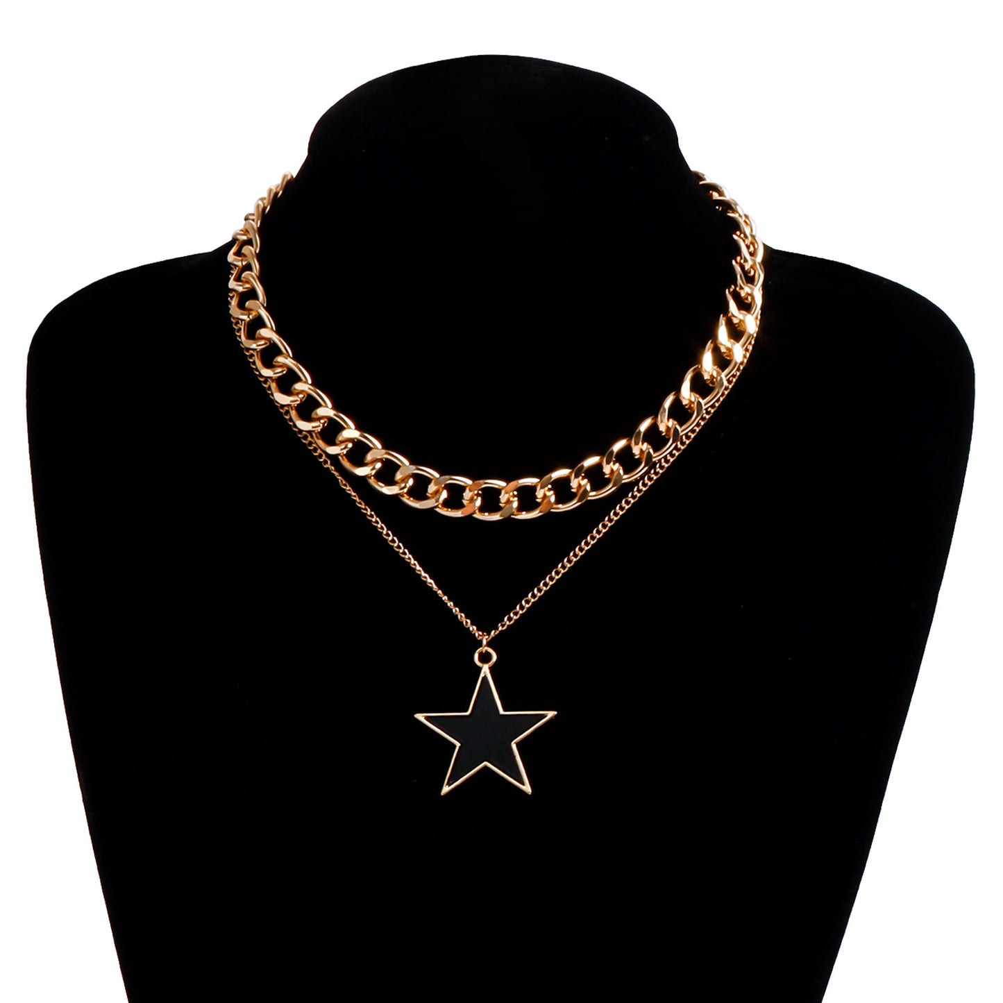 Luxury Minimalist Five-Pointed Star Pendant Necklace in Metal with Electroplated Finish for Women