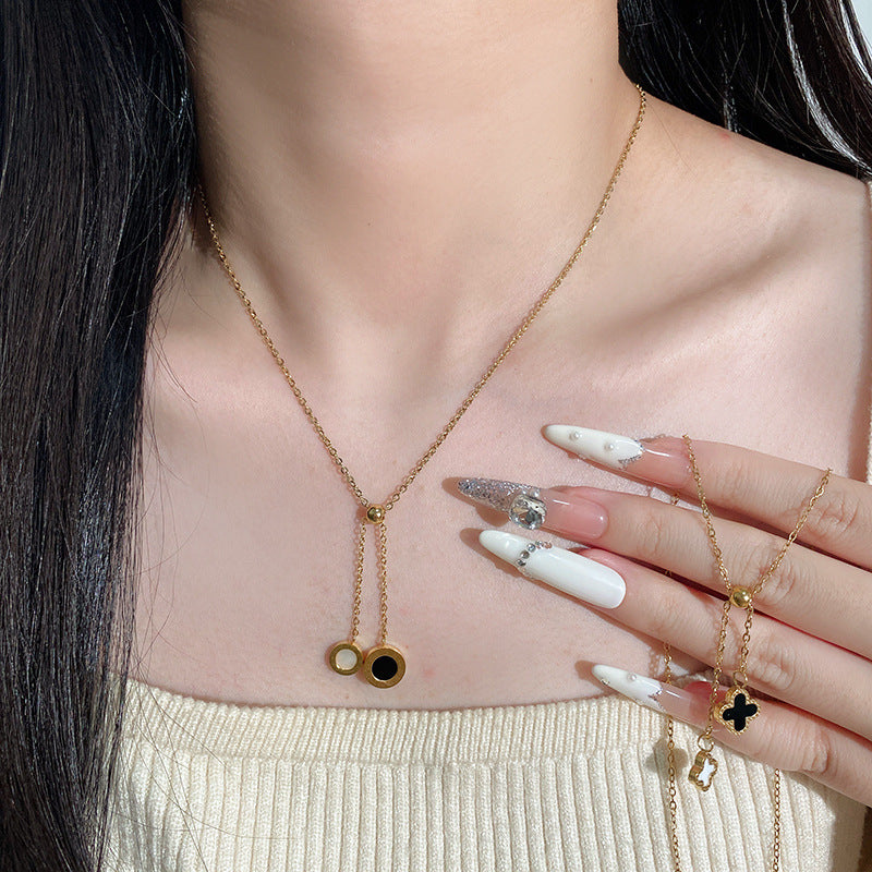 Minimalist Luxury Gold Plated Titanium Steel Plant Tassel Necklace for Unisex