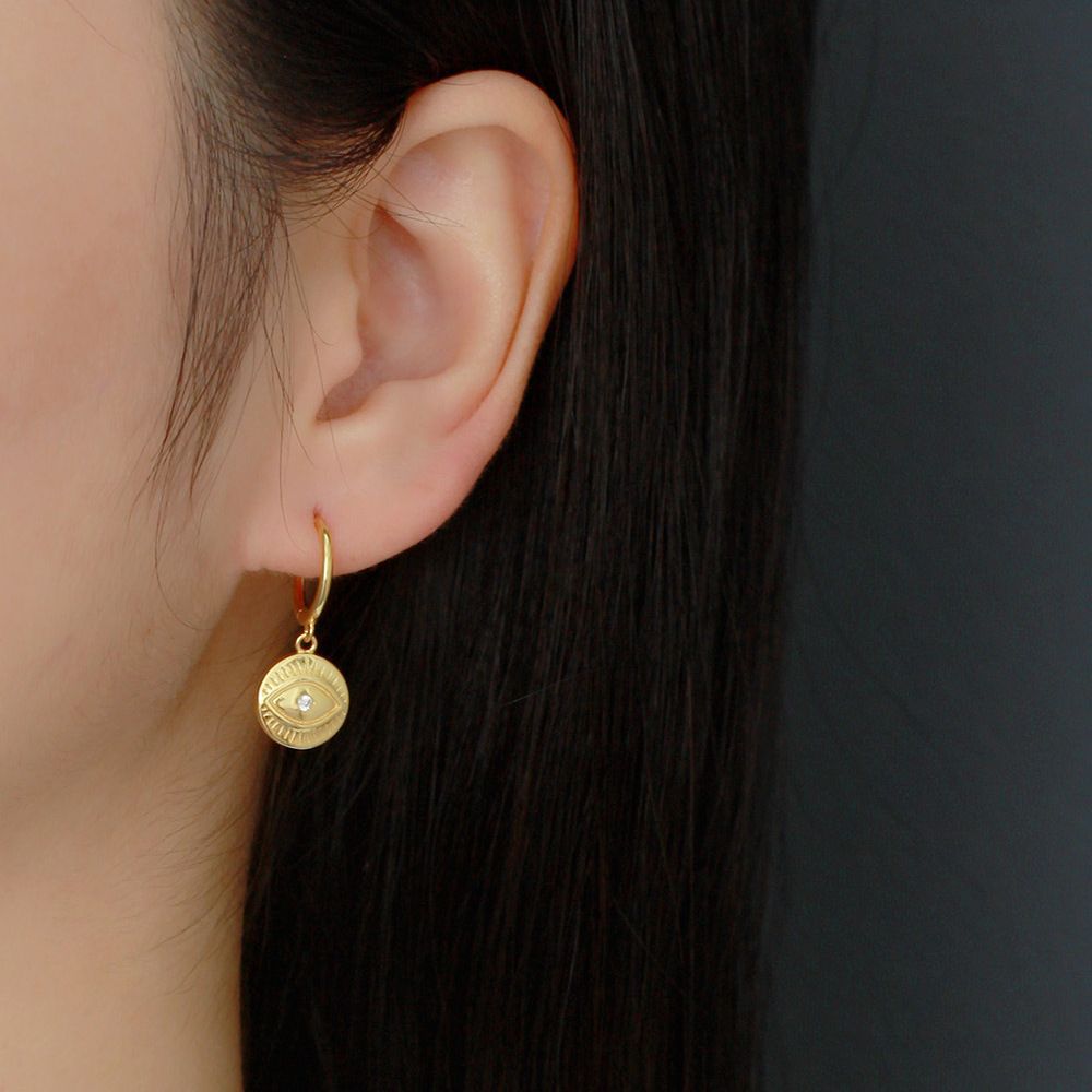 Sterling Silver Eye Design Ear Cuffs for Women, Punk Style, Unique Silver Earrings, S925 Pure Silver Jewelry
