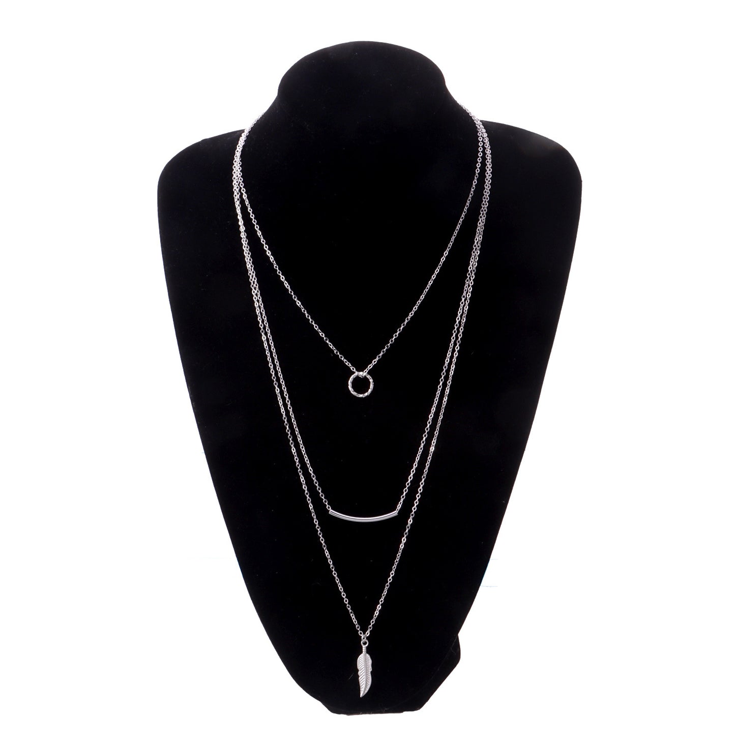 Fashion Multi-Layer Geometric Leaf Pendant Necklace for Women with Alloy Construction and Electroplated Finish