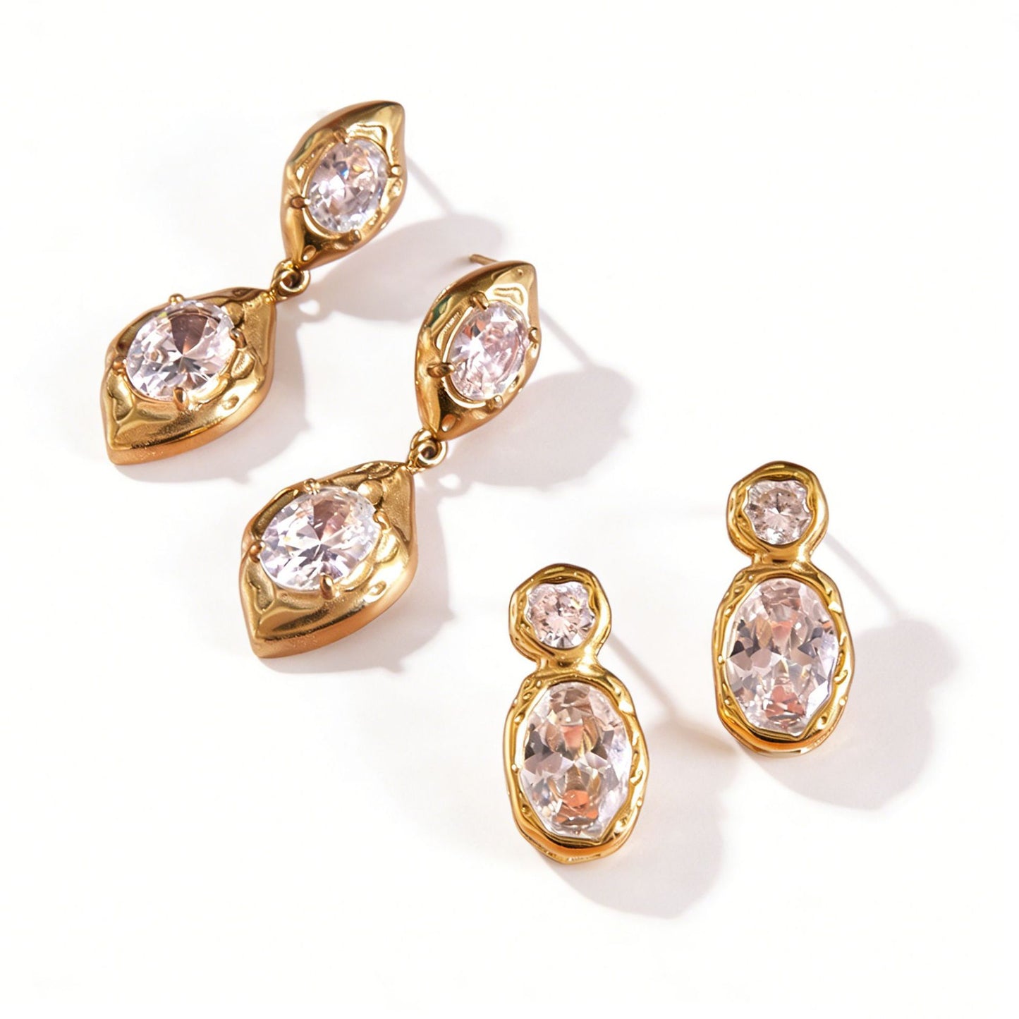 Minimalist Geometric Stainless Steel Plated Cubic Zirconia Earrings for Women