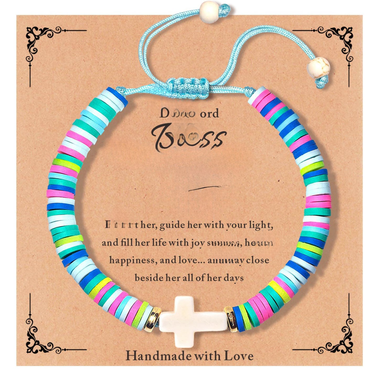 Minimalist Handmade Woven Cross Turquoise Resin Bracelet Unisex Adjustable