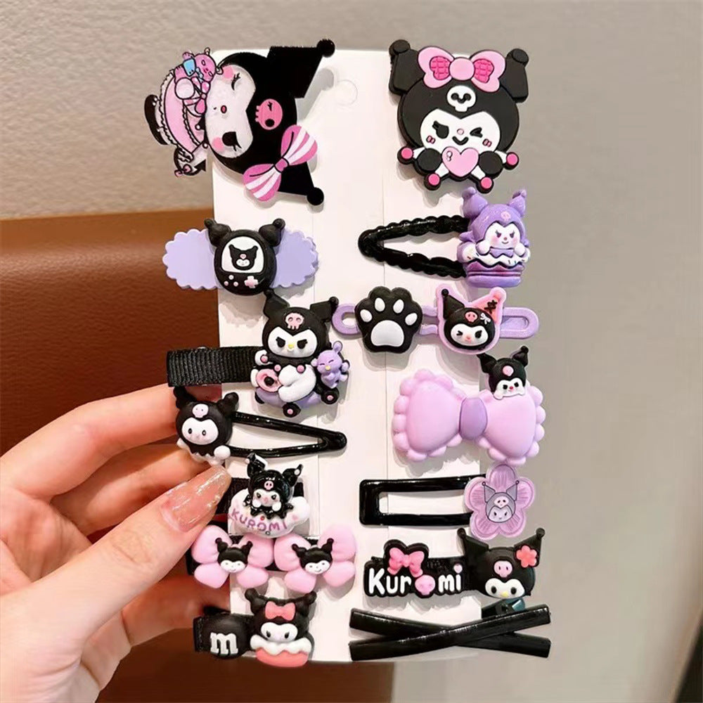 Juego de pinzas para el pelo de personajes de dibujos animados para niñas con material de resina, diseño Kawaii Sanrio Cinnamoroll, pinzas laterales hechas a mano para el verano