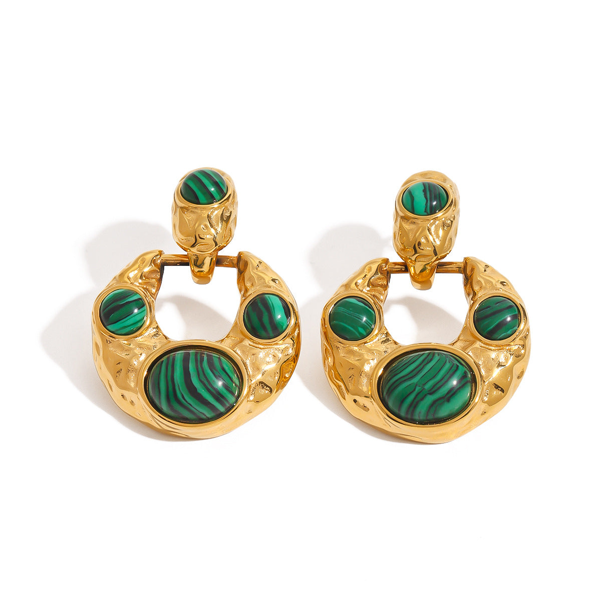 Luxury Elegant Geometric Round Plated Stainless Steel Titanium Stud Earrings for Women
